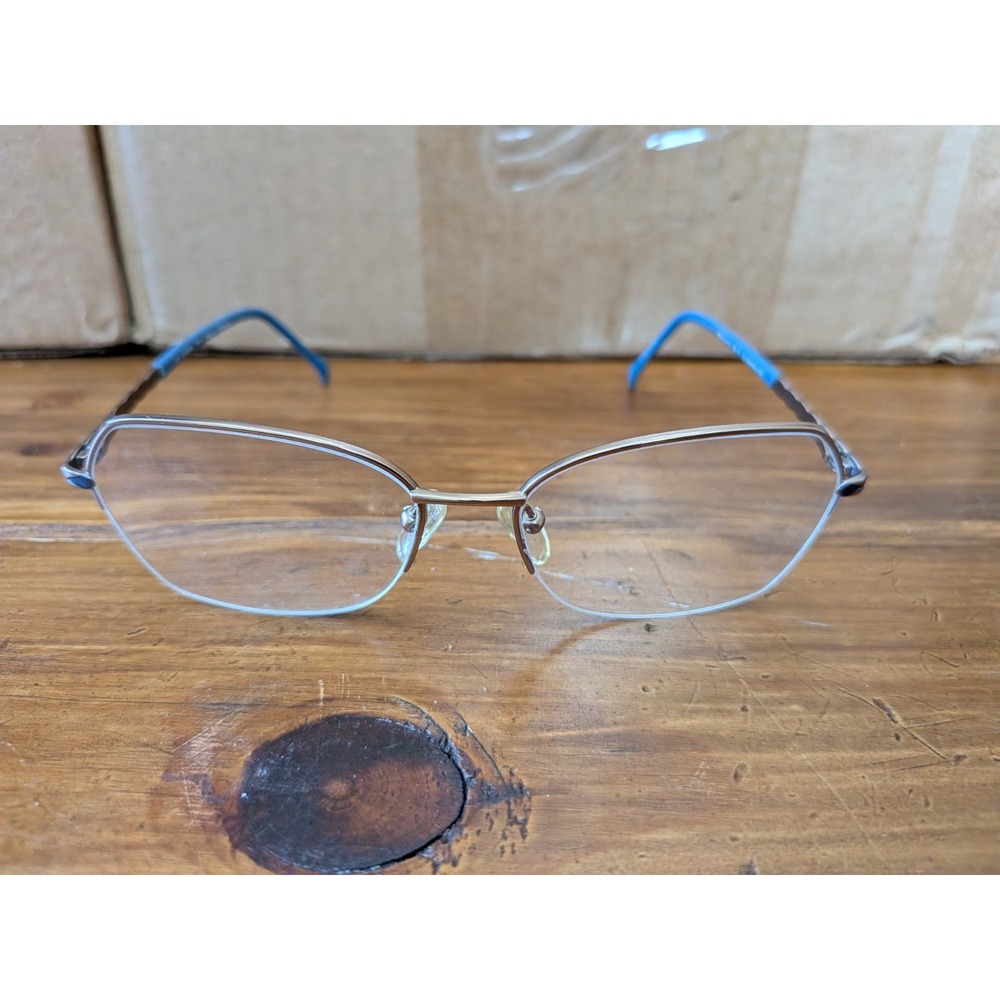 Stepper SI-50255 F015 Blue Half Rim Titanium Eyeglasses Frames 53-16-130mm